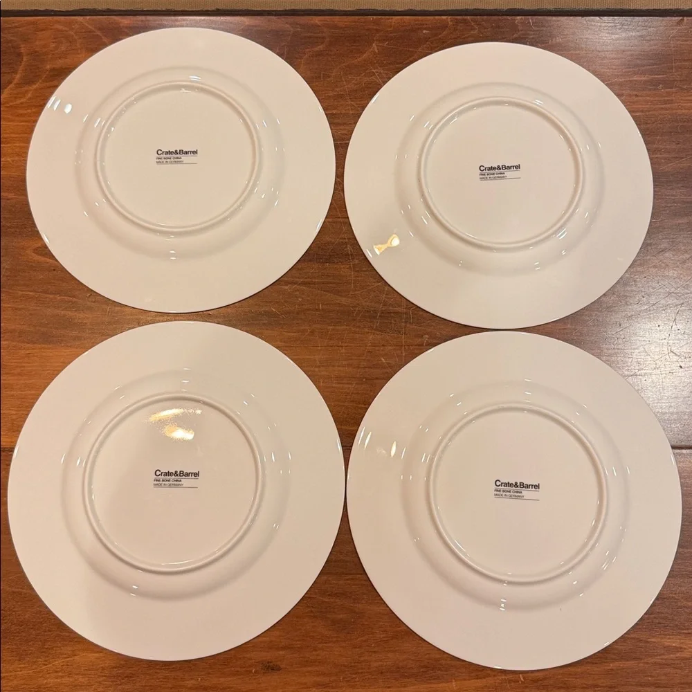 NEW Crate&Barrel Anna’a Artistry Floral Flowers 8 1/2” Plates Set of 4 Salad EXC